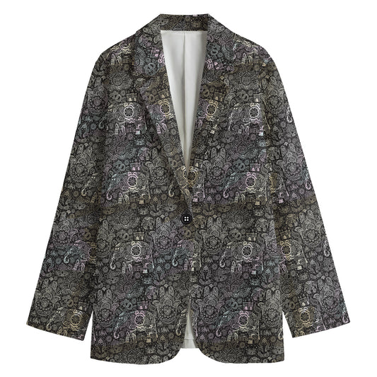 Indian Boho Elephant Pattern Print Women's Blazer