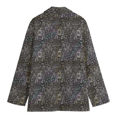 Indian Boho Elephant Pattern Print Women's Blazer