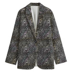 Indian Boho Elephant Pattern Print Women's Cotton Blazer