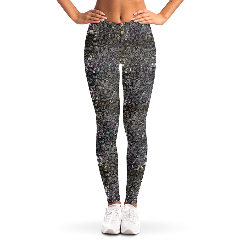 Indian Boho Elephant Pattern Print Women's Leggings