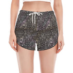 Indian Boho Elephant Pattern Print Women's Split Running Shorts