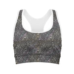 Indian Boho Elephant Pattern Print Women's Sports Bra