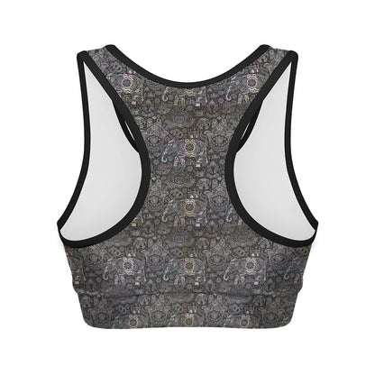 Indian Boho Elephant Pattern Print Women's Sports Bra