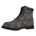 Indian Boho Elephant Pattern Print Padded Collar Lace Up Boots