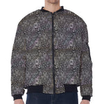 Indian Boho Elephant Pattern Print Zip Sleeve Bomber Jacket