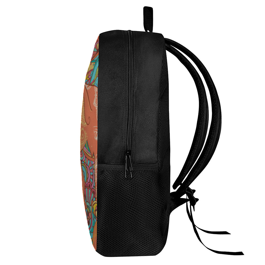 Indian Boho Hippie Elephant Print 17 Inch Backpack