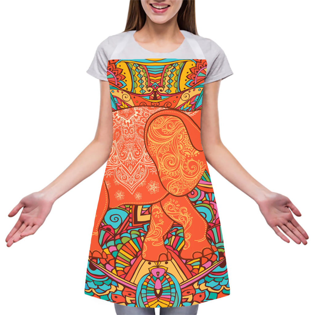 Indian Boho Hippie Elephant Print Adjustable Apron