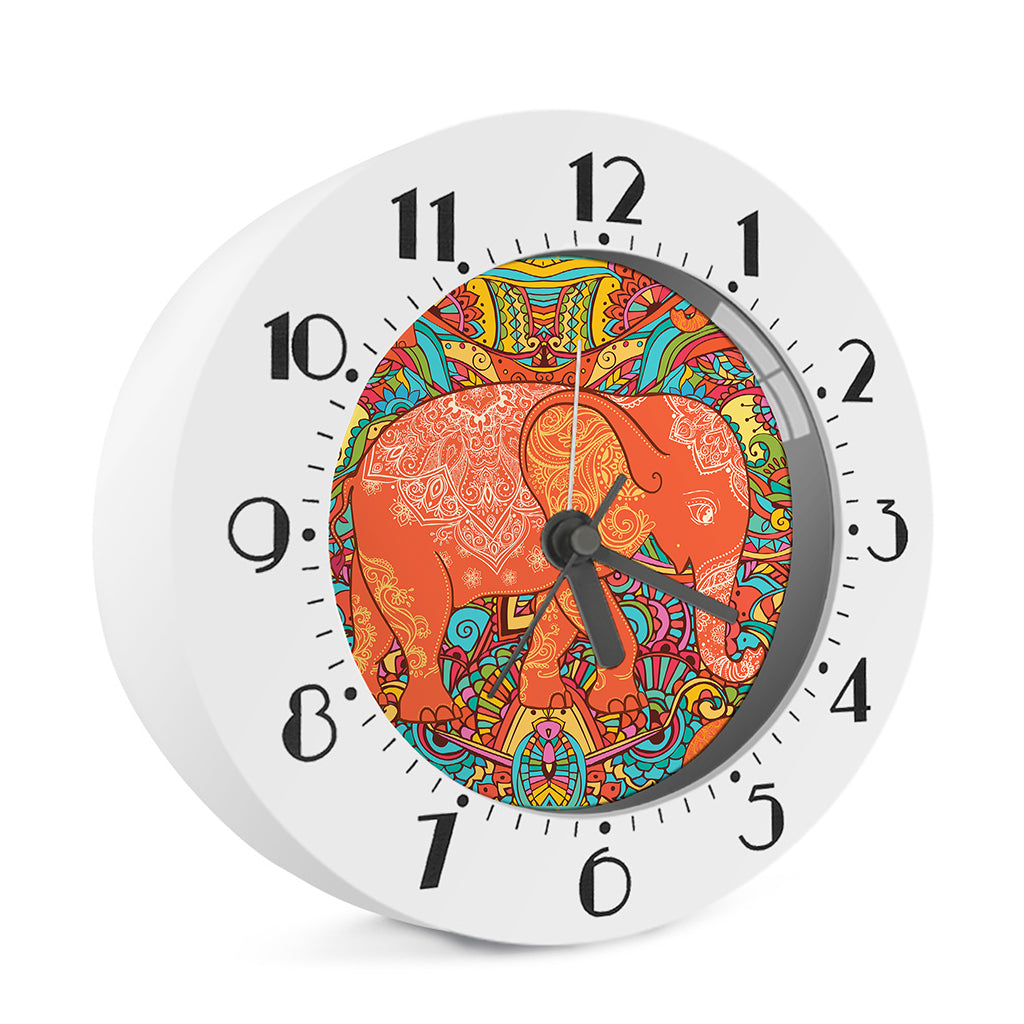 Indian Boho Hippie Elephant Print Alarm Clock