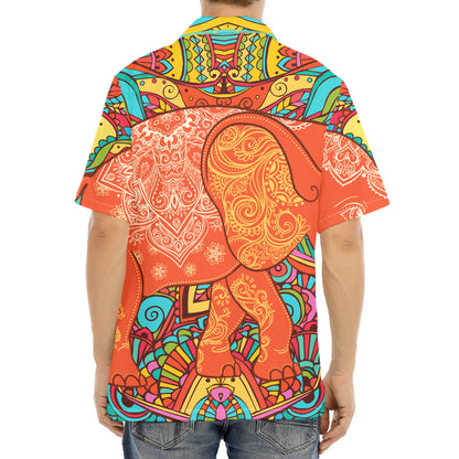 Indian Boho Hippie Elephant Print Aloha Shirt