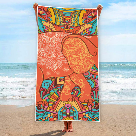 Indian Boho Hippie Elephant Print Beach Towel