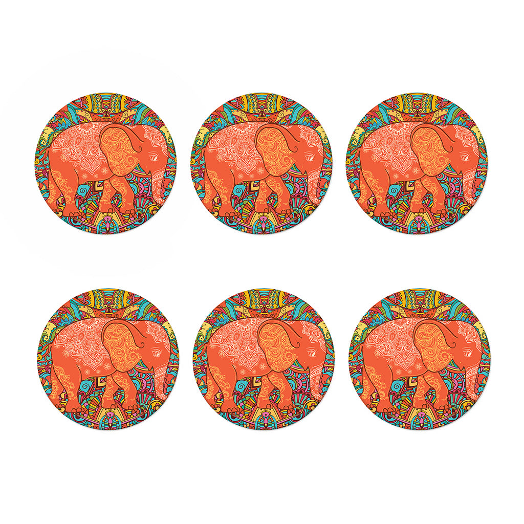 Indian Boho Hippie Elephant Print Coaster Set