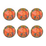 Indian Boho Hippie Elephant Print Coaster Set