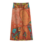 Indian Boho Hippie Elephant Print Cotton Front Slit Maxi Skirt