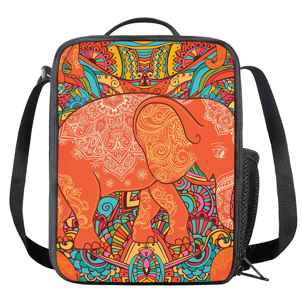 Indian Boho Hippie Elephant Print Crossbody Lunch Bag