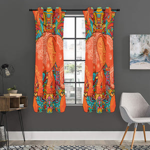 Indian Boho Hippie Elephant Print Curtain