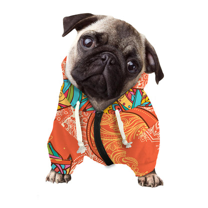 Indian Boho Hippie Elephant Print Dog Zip Up Hoodie