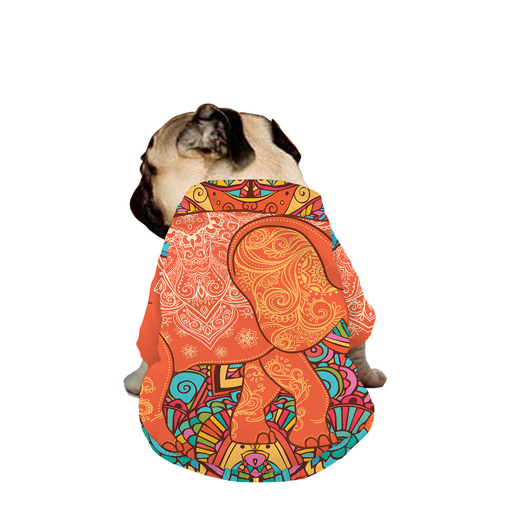 Indian Boho Hippie Elephant Print Dog Zip Up Jacket