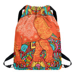 Indian Boho Hippie Elephant Print Drawstring Backpack