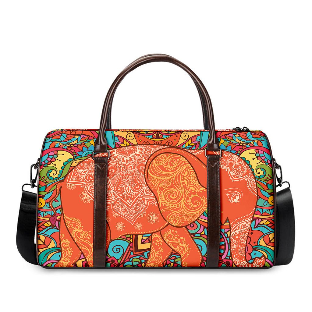 Indian Boho Hippie Elephant Print Duffle Bag