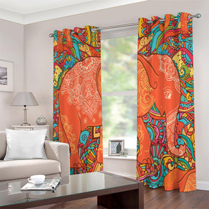 Indian Boho Hippie Elephant Print Extra Wide Grommet Curtains