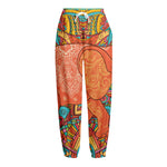 Indian Boho Hippie Elephant Print Fleece Lined Knit Pants