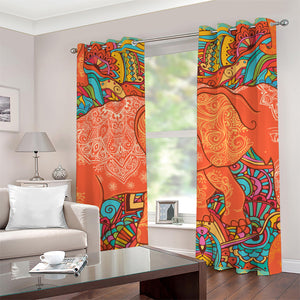 Indian Boho Hippie Elephant Print Grommet Curtains