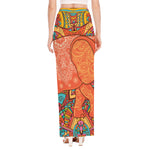 Indian Boho Hippie Elephant Print High Slit Maxi Skirt
