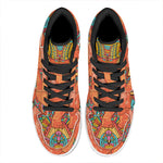 Indian Boho Hippie Elephant Print High Top Leather Sneakers