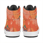 Indian Boho Hippie Elephant Print High Top Leather Sneakers