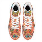 Indian Boho Hippie Elephant Print High Top Leather Sneakers