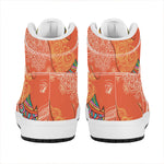 Indian Boho Hippie Elephant Print High Top Leather Sneakers