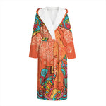 Indian Boho Hippie Elephant Print Hooded Bathrobe