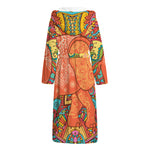 Indian Boho Hippie Elephant Print Hooded Bathrobe