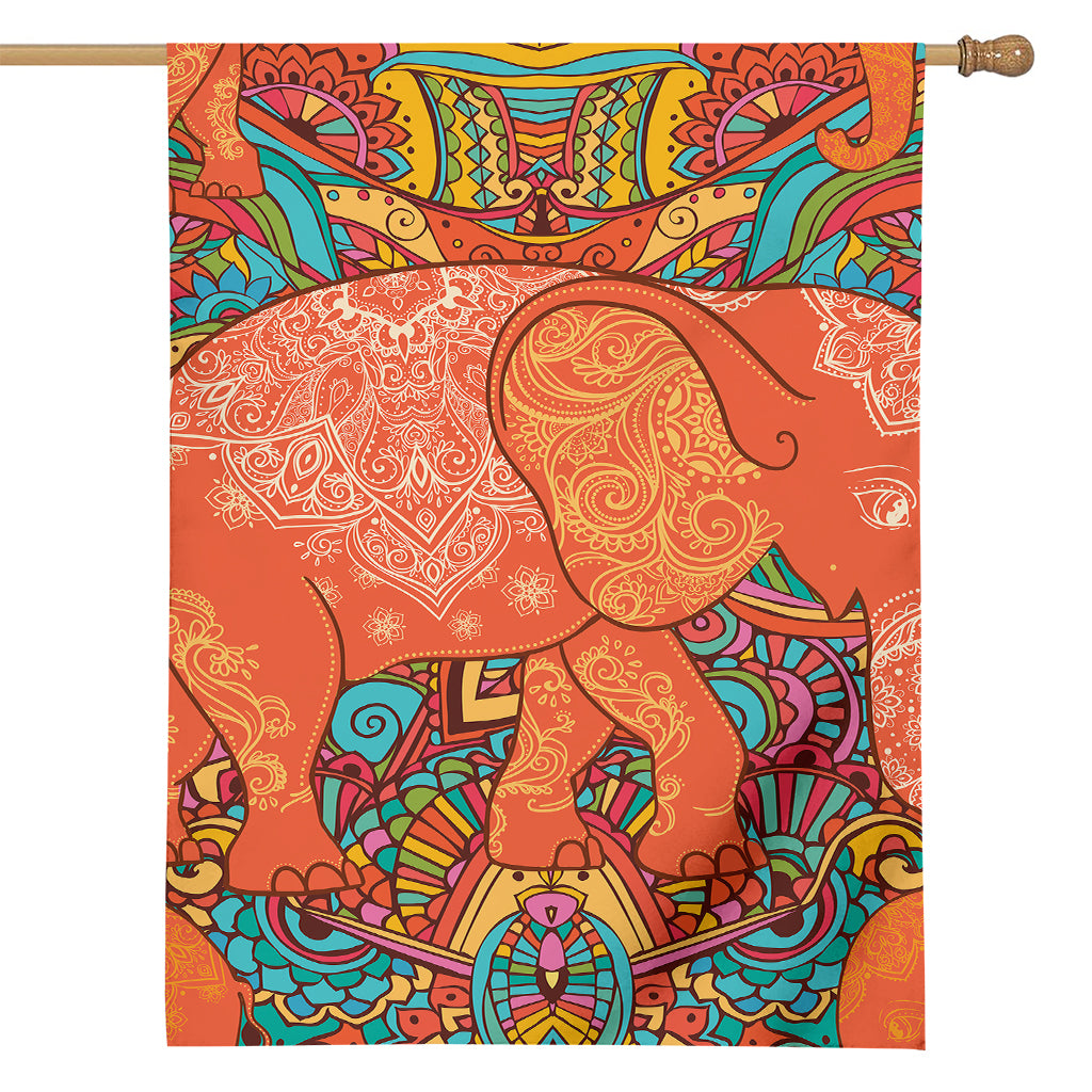 Indian Boho Hippie Elephant Print House Flag