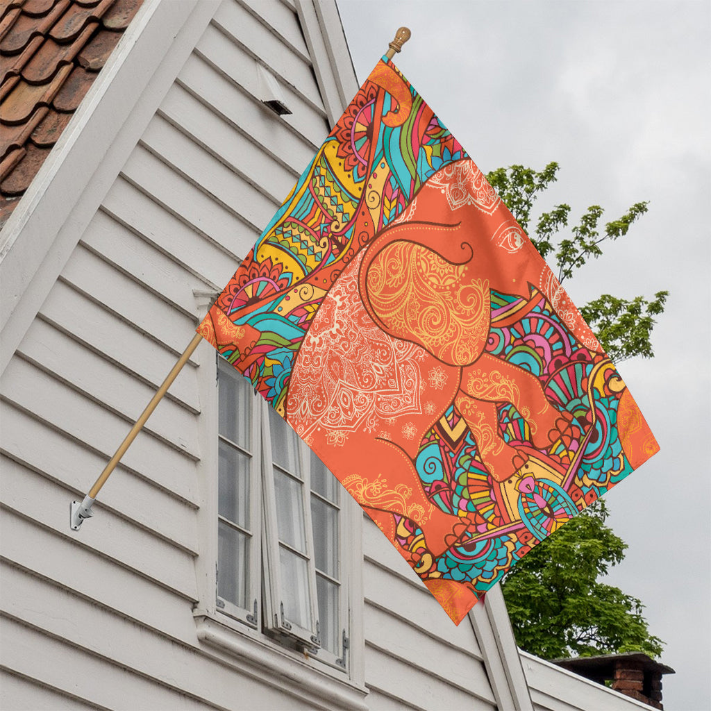 Indian Boho Hippie Elephant Print House Flag