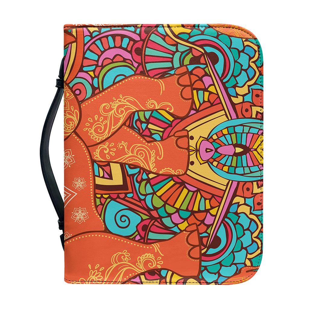 Indian Boho Hippie Elephant Print Leather Bible Cover