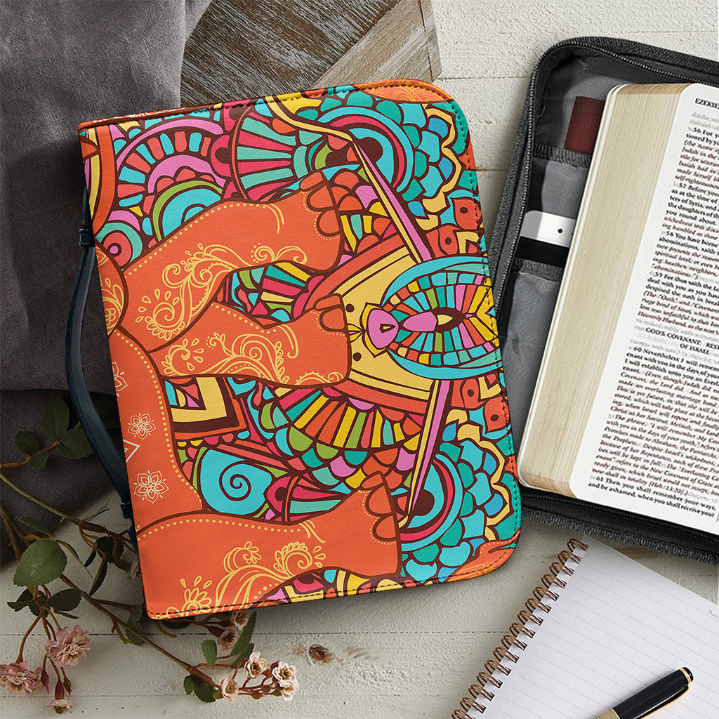 Indian Boho Hippie Elephant Print Leather Bible Cover