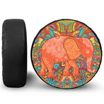 Indian Boho Hippie Elephant Print Leather Spare Tire Cover