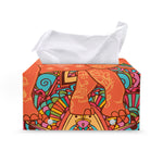 Indian Boho Hippie Elephant Print Leather Tissue Box Cover
