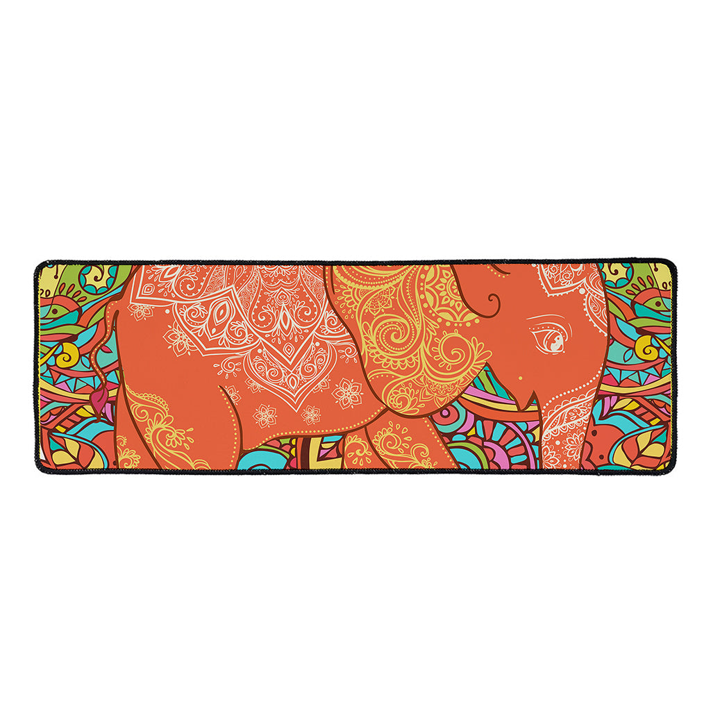 Indian Boho Hippie Elephant Print Long Kitchen Mat
