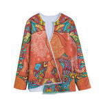 Indian Boho Hippie Elephant Print Long Sleeve Short Coat
