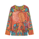 Indian Boho Hippie Elephant Print Long Sleeve Short Coat