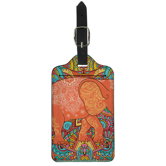 Indian Boho Hippie Elephant Print Luggage Tag