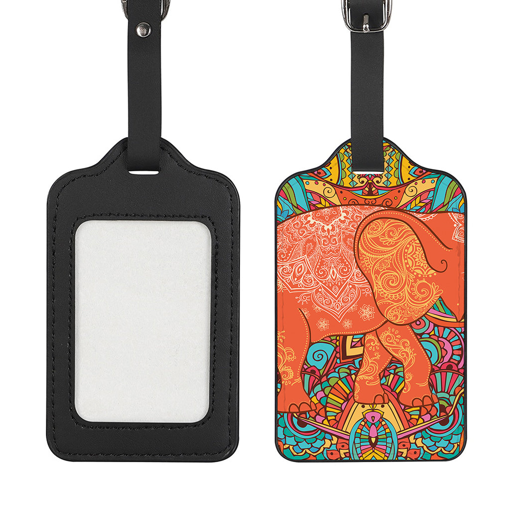 Indian Boho Hippie Elephant Print Luggage Tag