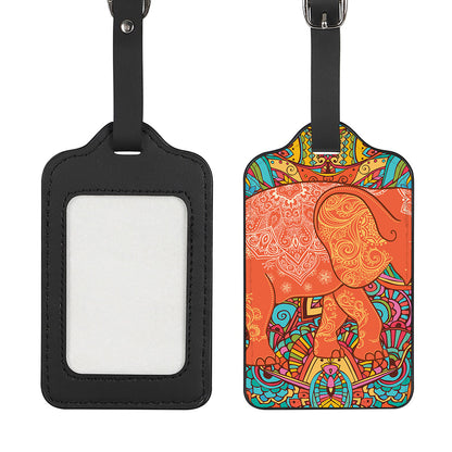 Indian Boho Hippie Elephant Print Luggage Tag