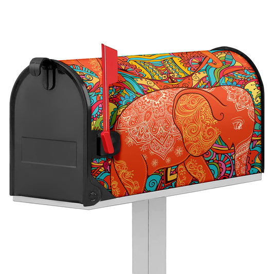 Indian Boho Hippie Elephant Print Mailbox Cover