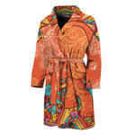 Indian Boho Hippie Elephant Print Men's Bathrobe