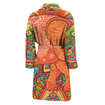Indian Boho Hippie Elephant Print Men's Bathrobe