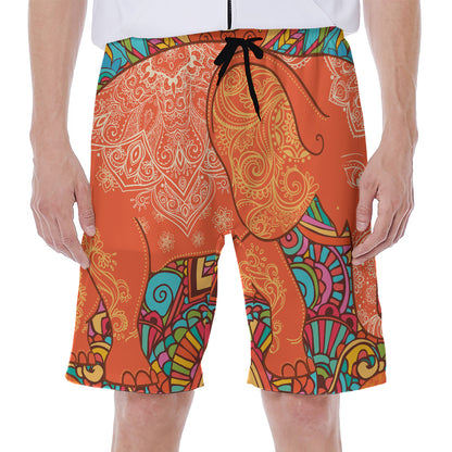 Indian Boho Hippie Elephant Print Men's Beach Shorts