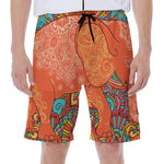 Indian Boho Hippie Elephant Print Men's Beach Shorts